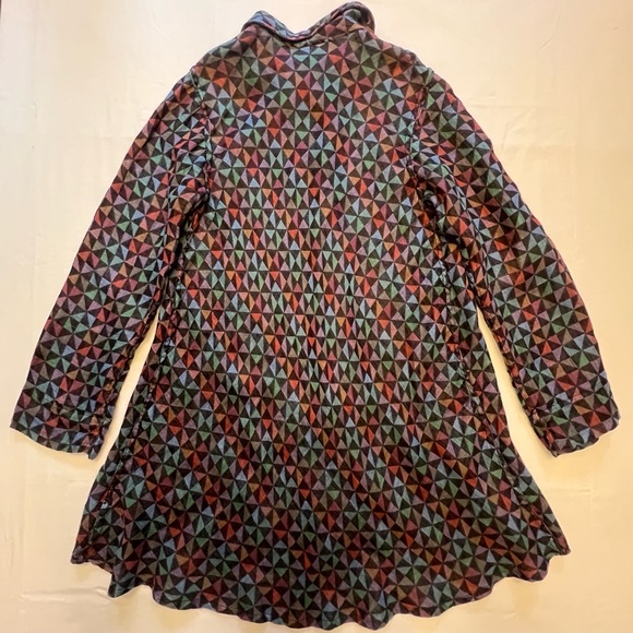 Flax 100% Linen Bias Back Shirt Geometric Pattern Oversized Tunic Top Size S - Picture 10 of 11